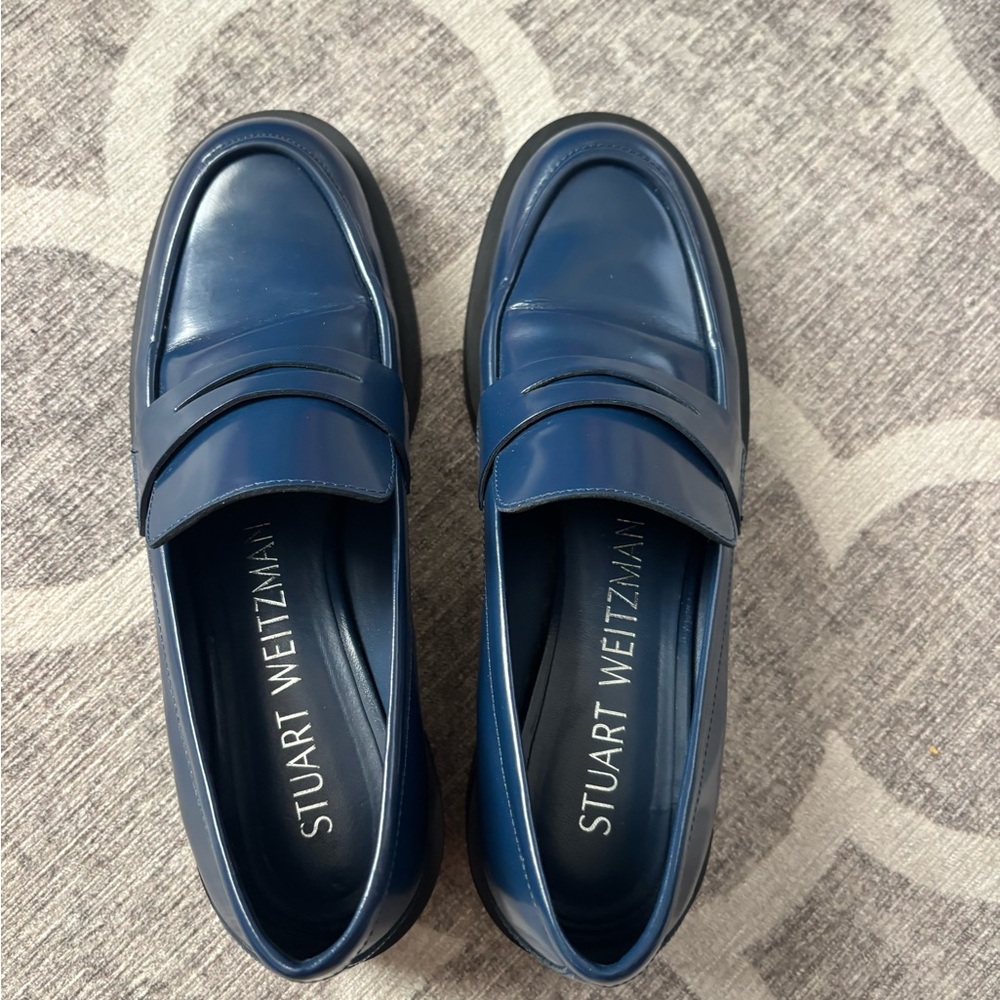 Stuart Weitzman Men's Navy Slip-On Loafers